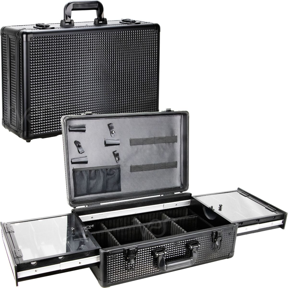 VER BEAUTY Upgraded Professional Barber Case w Sliding Clipper Tray - Black 008X152