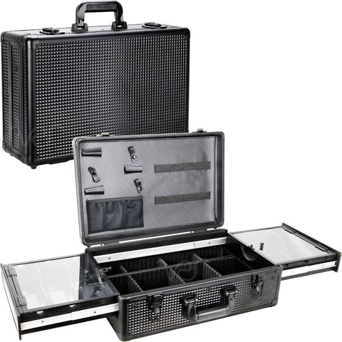 VER BEAUTY Upgraded Professional Barber Case w Sliding Clipper Tray - Black 008X152