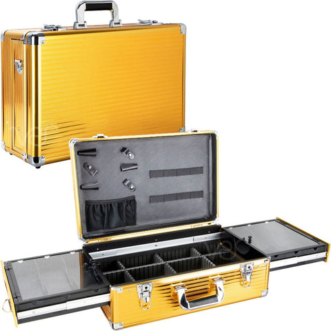 VER BEAUTY Upgraded Professional Barber Case w Sliding Clipper Tray - Gold 008X67